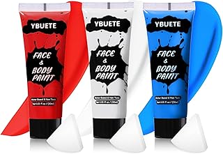 3Pcs Face Body Paint, Professional Paint for Halloween Cosplay Costume Party, Body Paint for 4th of July Pride Independence Day or America's Patriotic Veterans Events, USA Flag Face Painting