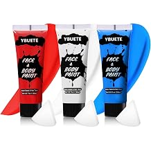 3Pcs Face Body Paint, Professional Paint for Halloween Cosplay Costume Party, Body Paint for 4th of July Pride Independence Day or America's Patriotic Veterans Events, USA Flag Face Painting