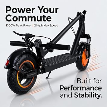 Foldable Electric Scooter for Adults, 1000W Peak Motor 48V 9Ah E-Scooter, 21Mph Speed & 25Mile Range, Dual Suspension, Dual Braking