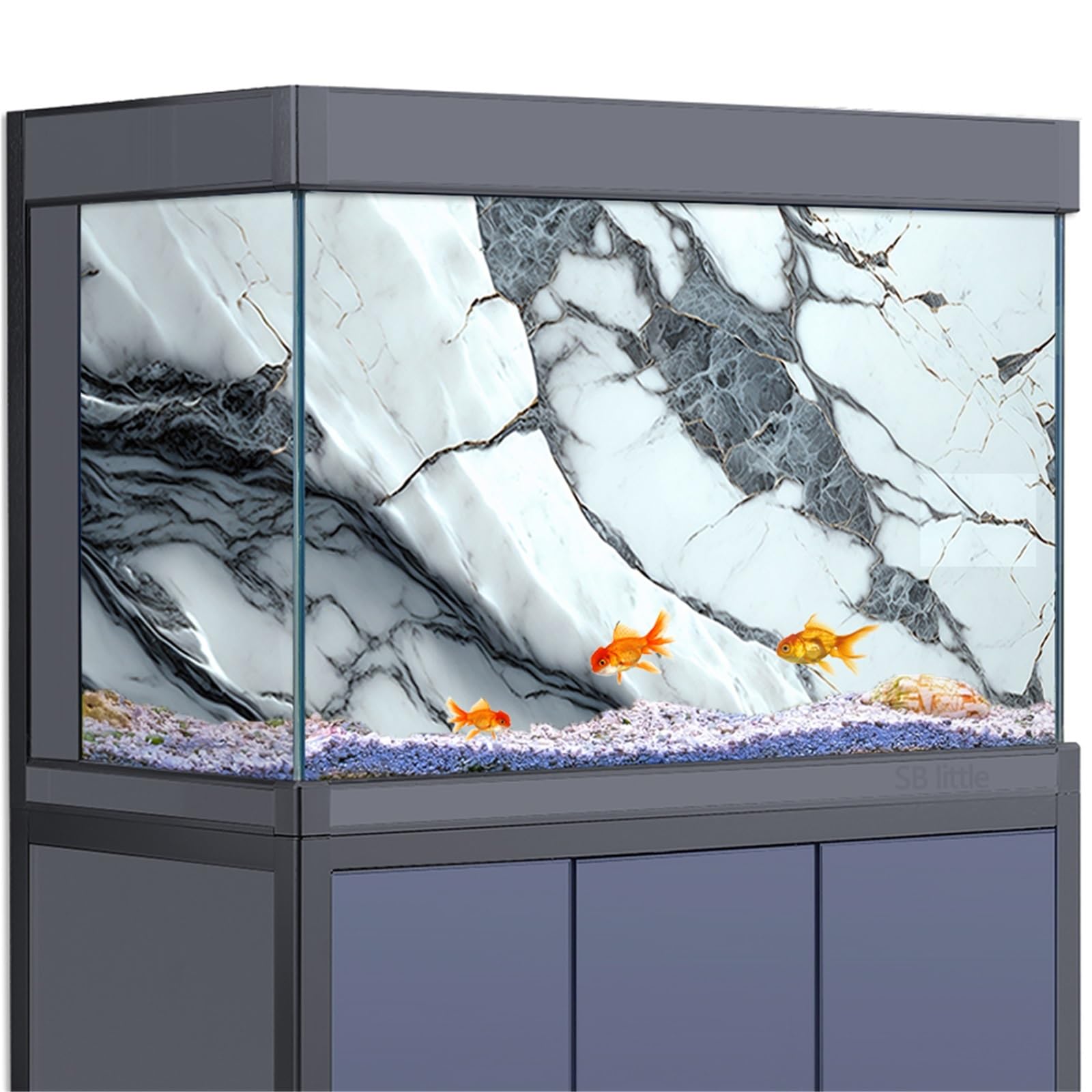 Decorazione dello Sfondo dell'acquario for acquari | Poster 3D HD in pietra di roccia con texture in marmo bianco da 5-55 galloni(40x80cm 16x31in)