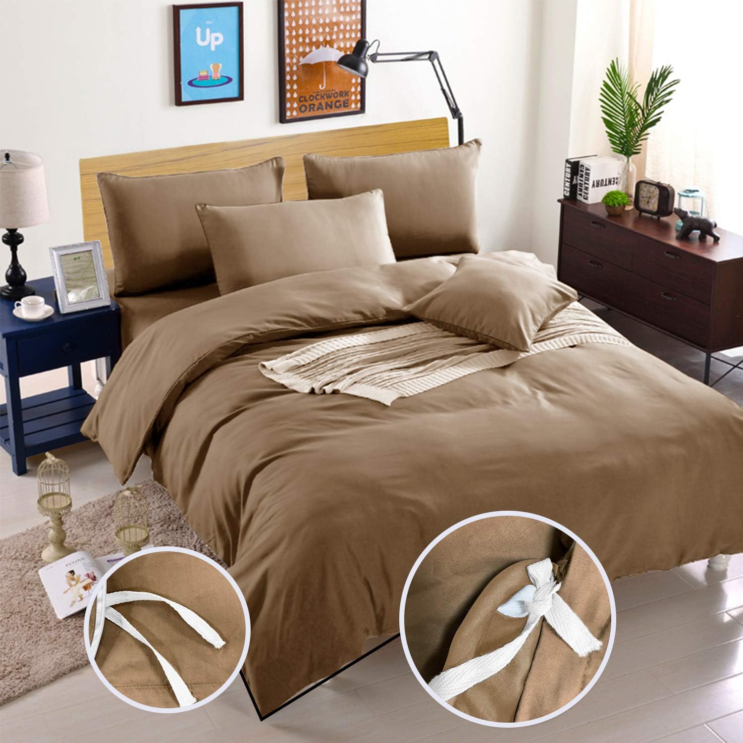 YEMYHOM Removable Duvet Covers for Weighted Blankets Inner Layer (60" x 80" Duvet Cover, Brown)