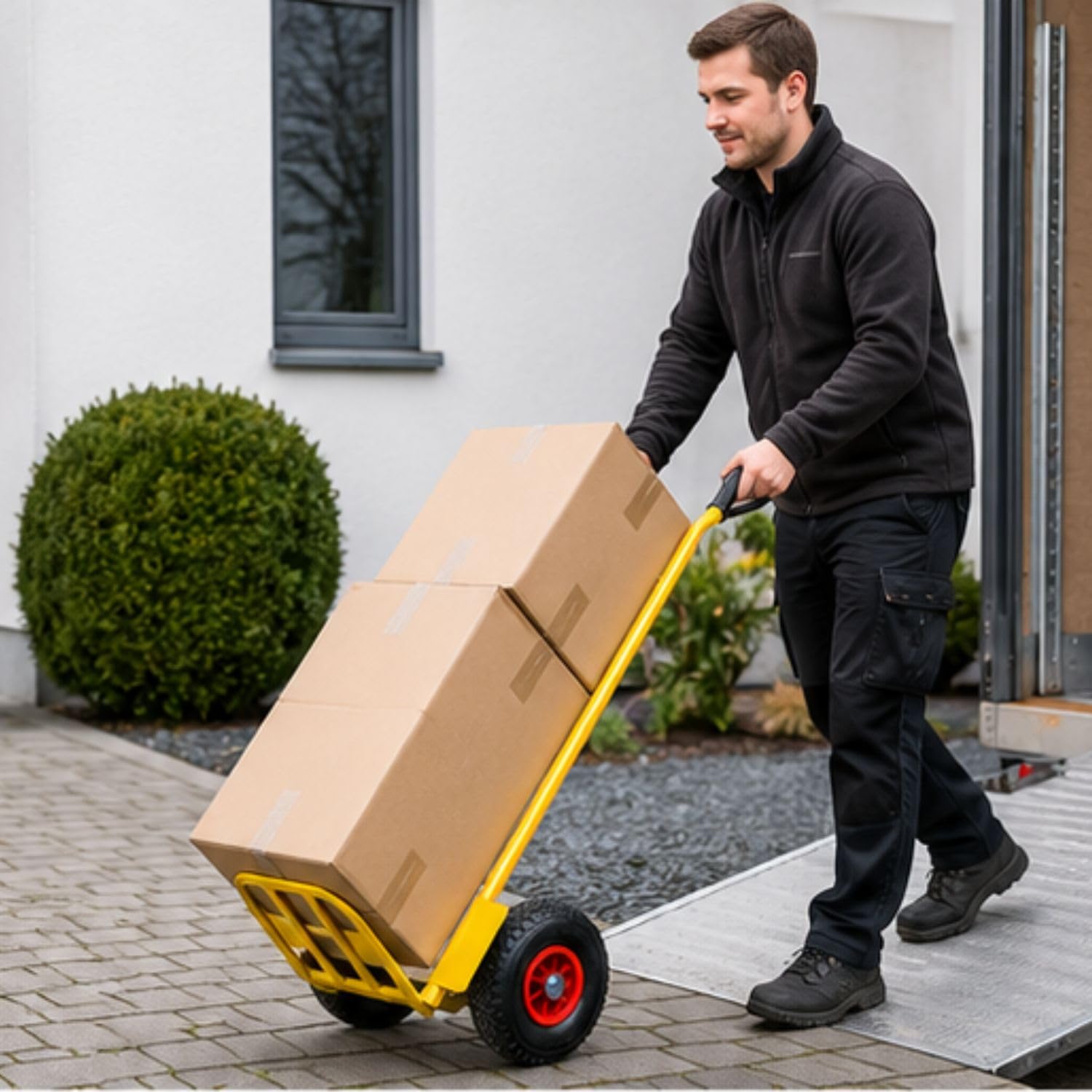 Sackkarre - klappbar 250 kg Transportkarre mit Luftreifen, Stahl | Sackrodel - Klappbare Schaufel - Luftreifen - Robuster Stahl - Platzsparend