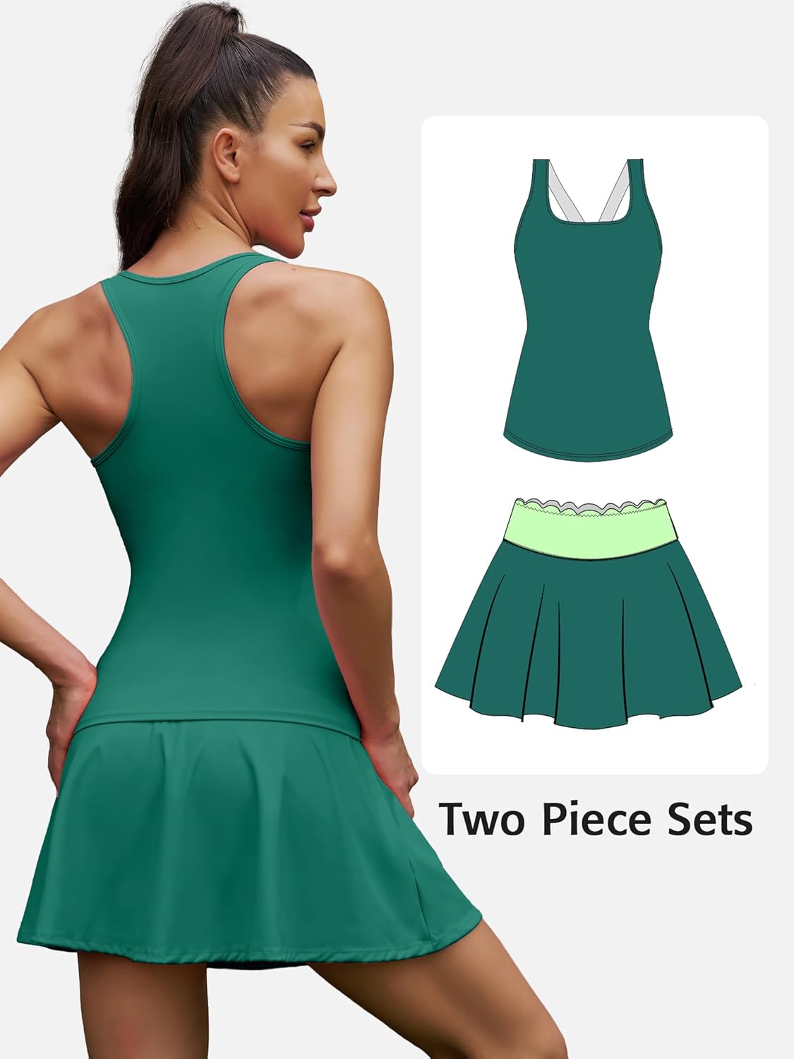 ATTRACO Tennis Outfits for Women Racerback Golf Dress Athletic Workout Dress - Image 2