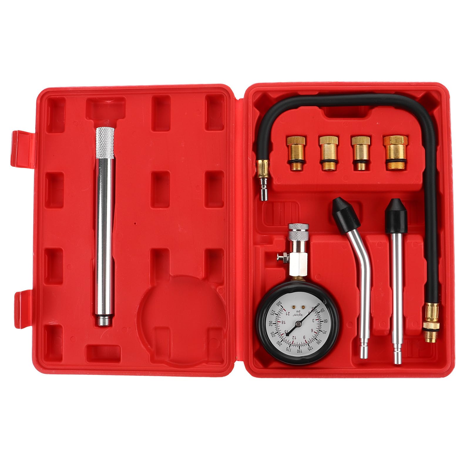Kit de Comprobador de Compresión Manómetro Fácil de Operar de Aleación de Aluminio para Motores de Motocicletas y Coches para Mantenimiento y Reparaciones