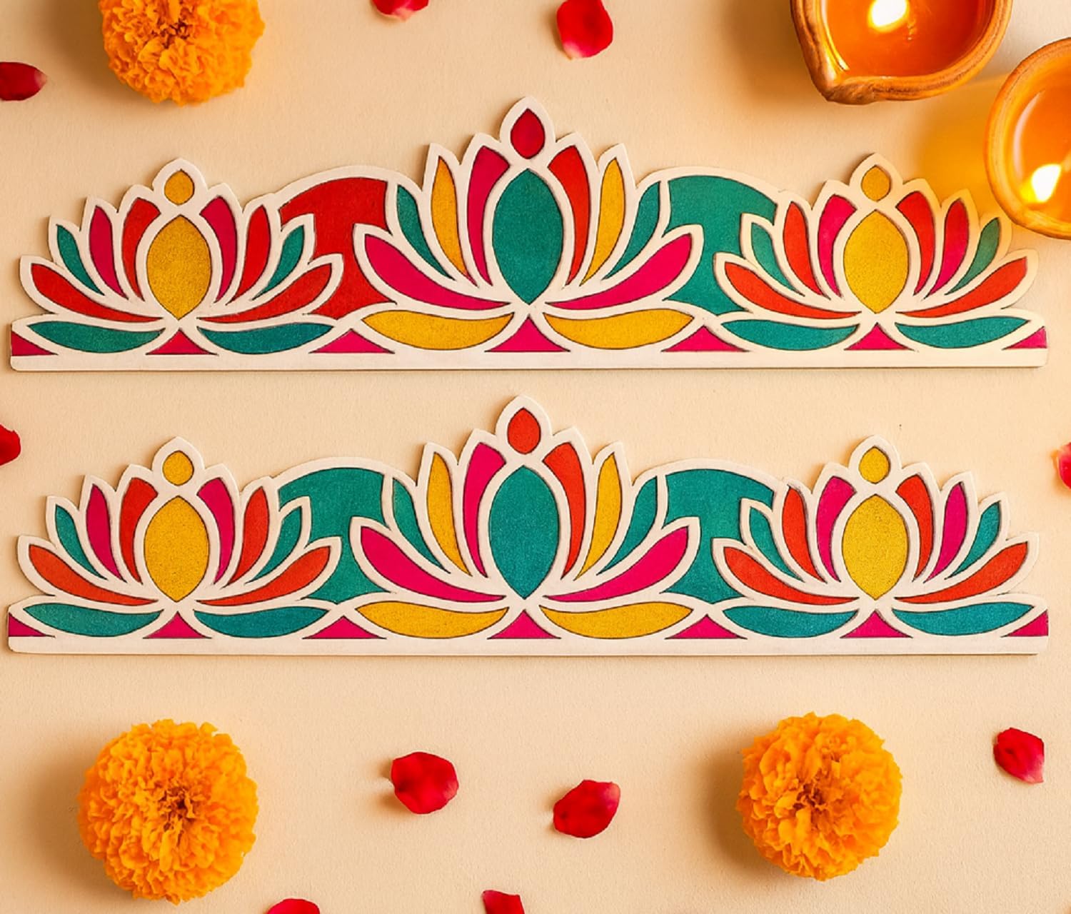 Simple Flower Border Entrance Rangoli Design