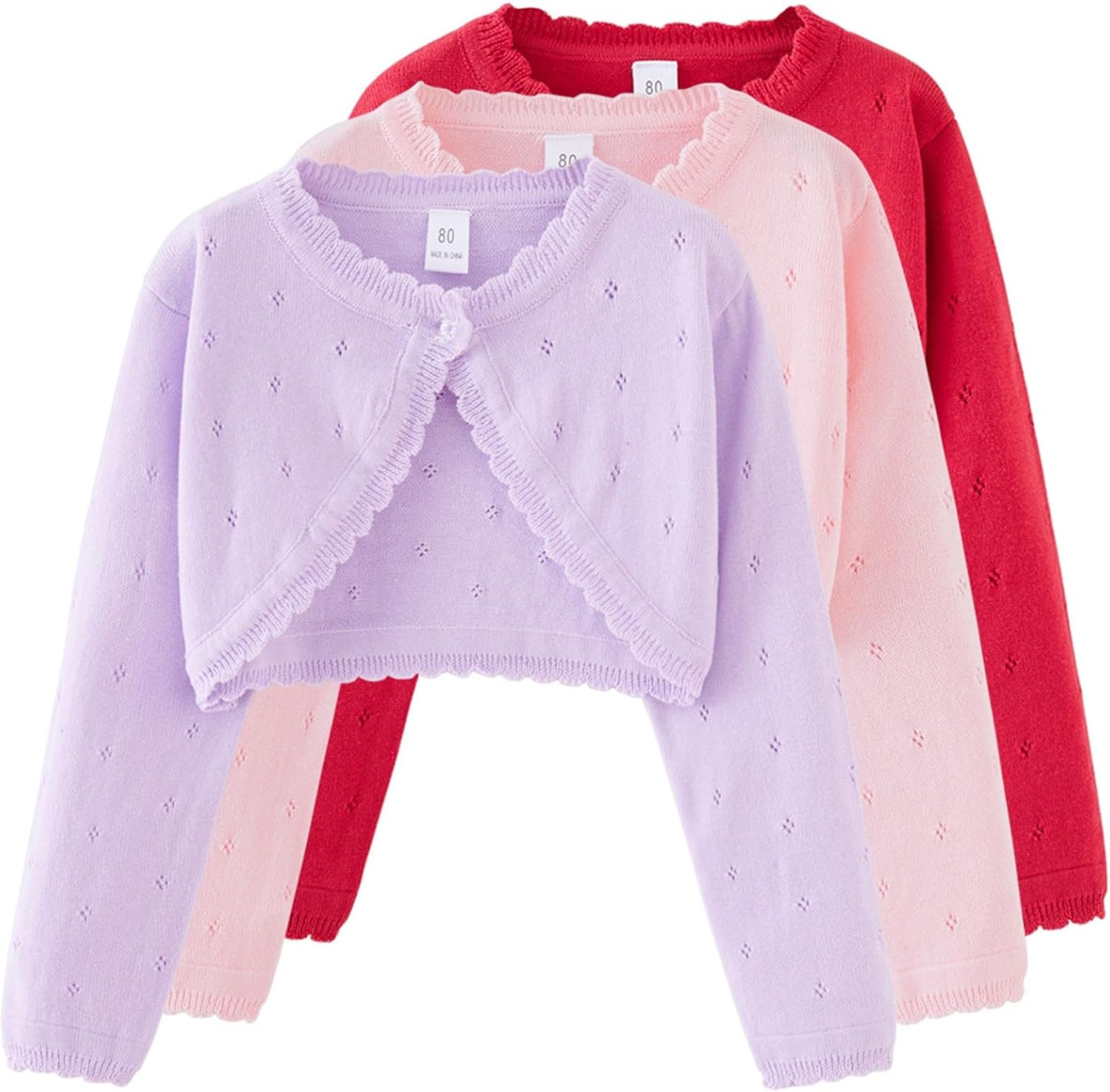 Toddler Girls' Cable Bolero Cardigan Sweater Kids Knit Button Shrug Jacket Spring Fall Lightweight Long Sleeve Girls Shawl