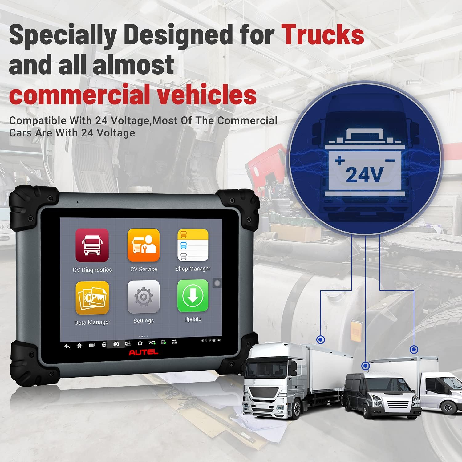 Buy Autel MaxiSys CV Scanner MS908CV, 2023 Heavy Duty Truck/Semi Truck/Bus Diagnostic Scan Tool