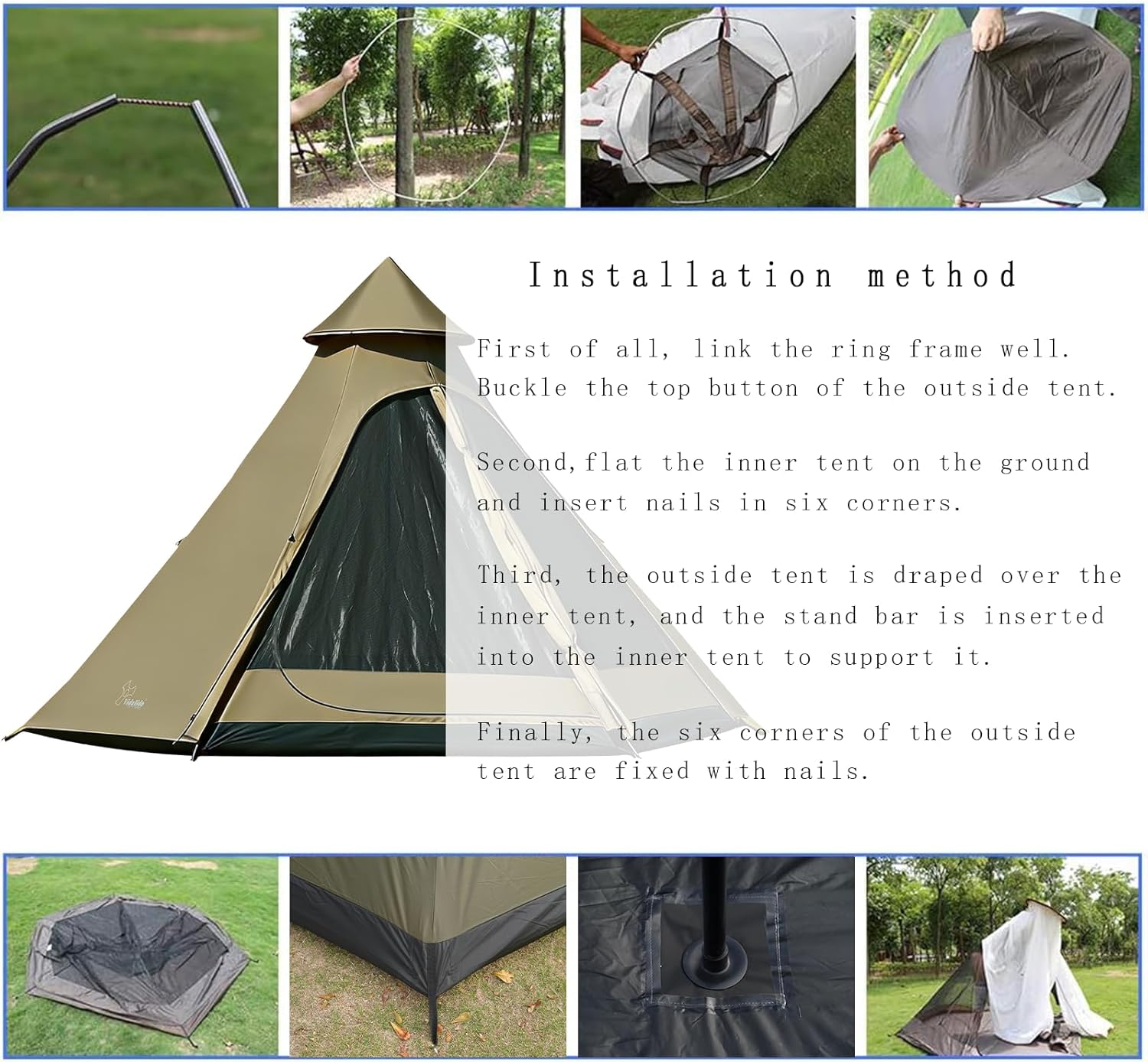 12'x10'x8'Dome Camping Tent 5-6 Person 4 Season Double Layers Waterproof Anti-UV Windproof Tents Family Outdoor Camping Tent | Double Layers, Waterproof, Anti-UV, Windproof, Family, Outdoor