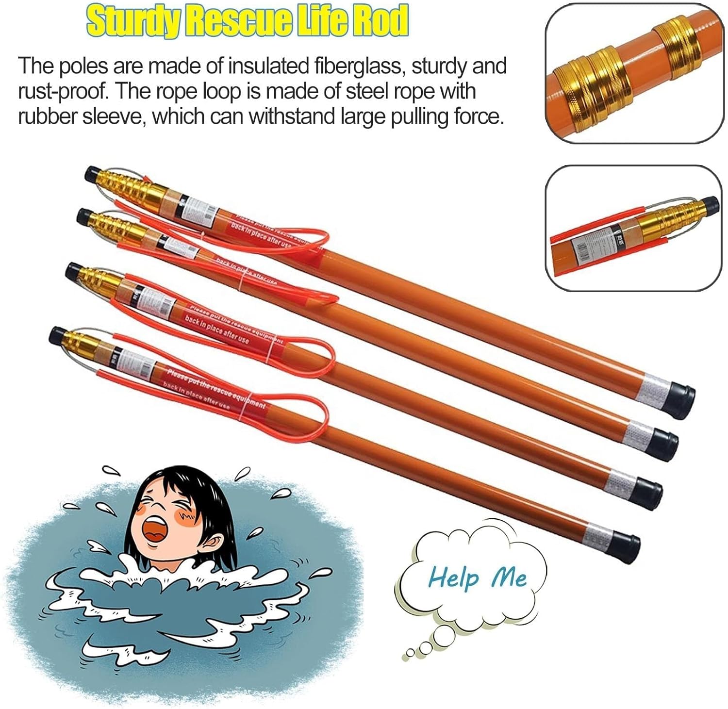 Telescopic Pool Rescue Pole - Extendable Lifesaving Hook for Emergency Recovery, Ideal for Swimming Pools & Oceanariums, 1.2-10m (4.9ft-32.8ft) - 1 Pack