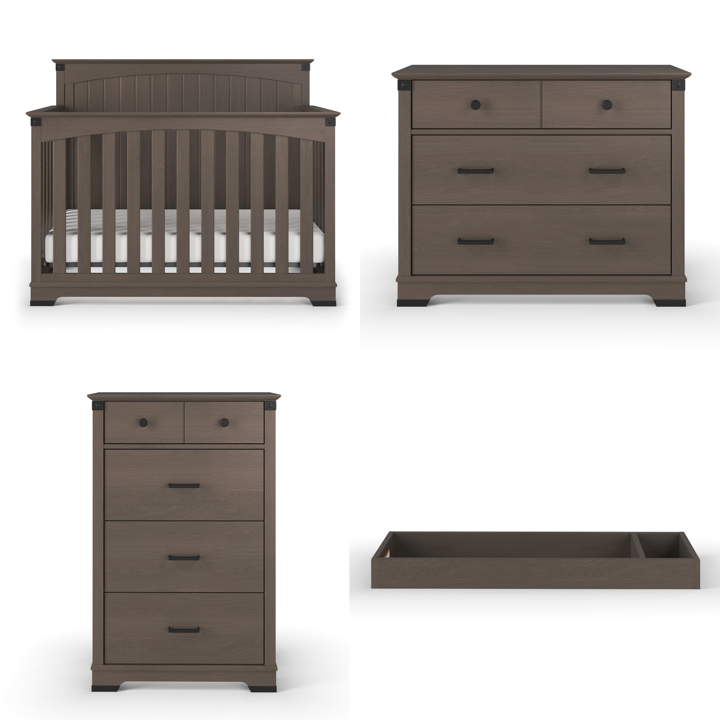 rustic grey crib and dresser set Oxford Baby Weston 2 Piece Nursery Set main image 0