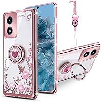 Vista 9 de Funda protectora para Moto G Stylus 5G 2022 para mujer, con purpurina, cristal, mariposa, corazón, floral, delgada, TPU brillante, linda funda Oro