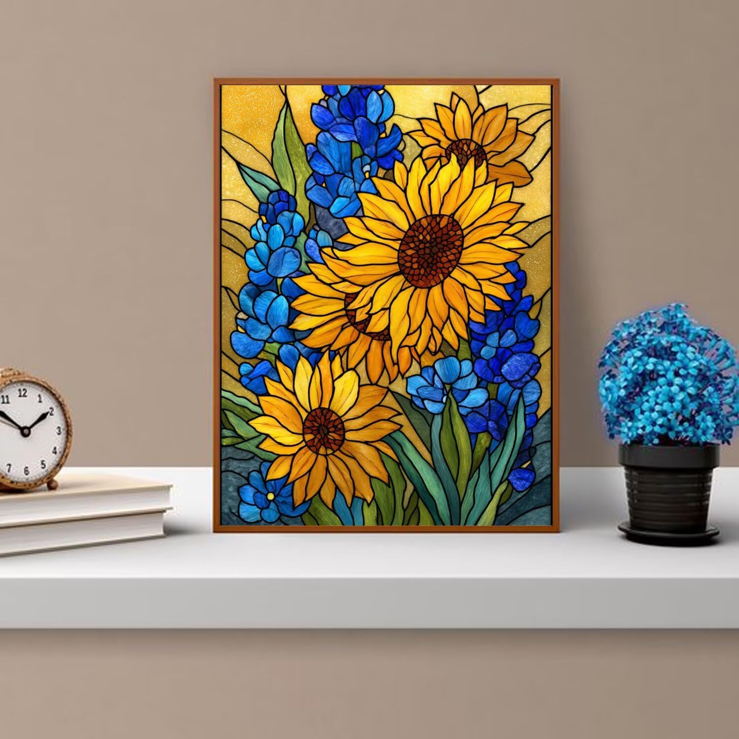 Dipingere con i Numeri Adulti Girosoli, blu Dipingere con i Numeri Bambini DIY Kit, Set Premium con Pennelli, Decorazione Casa & Creativo Regalo di Compleanno, Attività di Tempo libero 70x95cm z-431