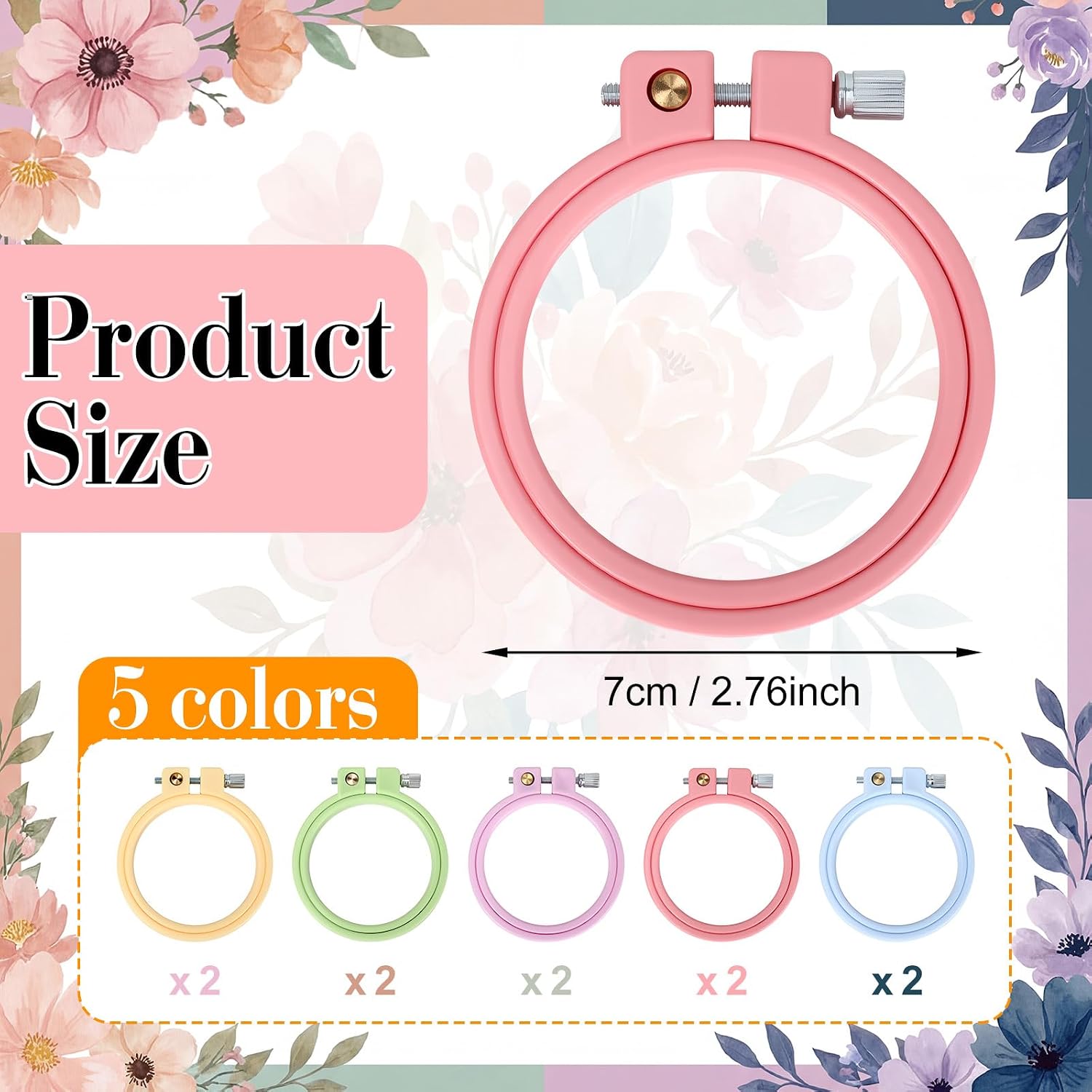 Hotop 10 Pcs Embroidery Hoops ABS Plastic Cross Stitch Hoop for DIY Craft Art Sewing Needlework Cross Stitch Embroidery Projects (Round)