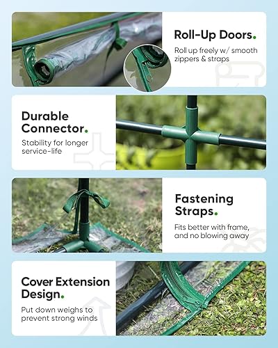 Vista 12 de Quictent Invernadero portátil de 95 pulgadas de ancho x 36 pulgadas de profundidad x 36 pulgadas de alto, 2 ventanas de malla y gran puerta de Verde