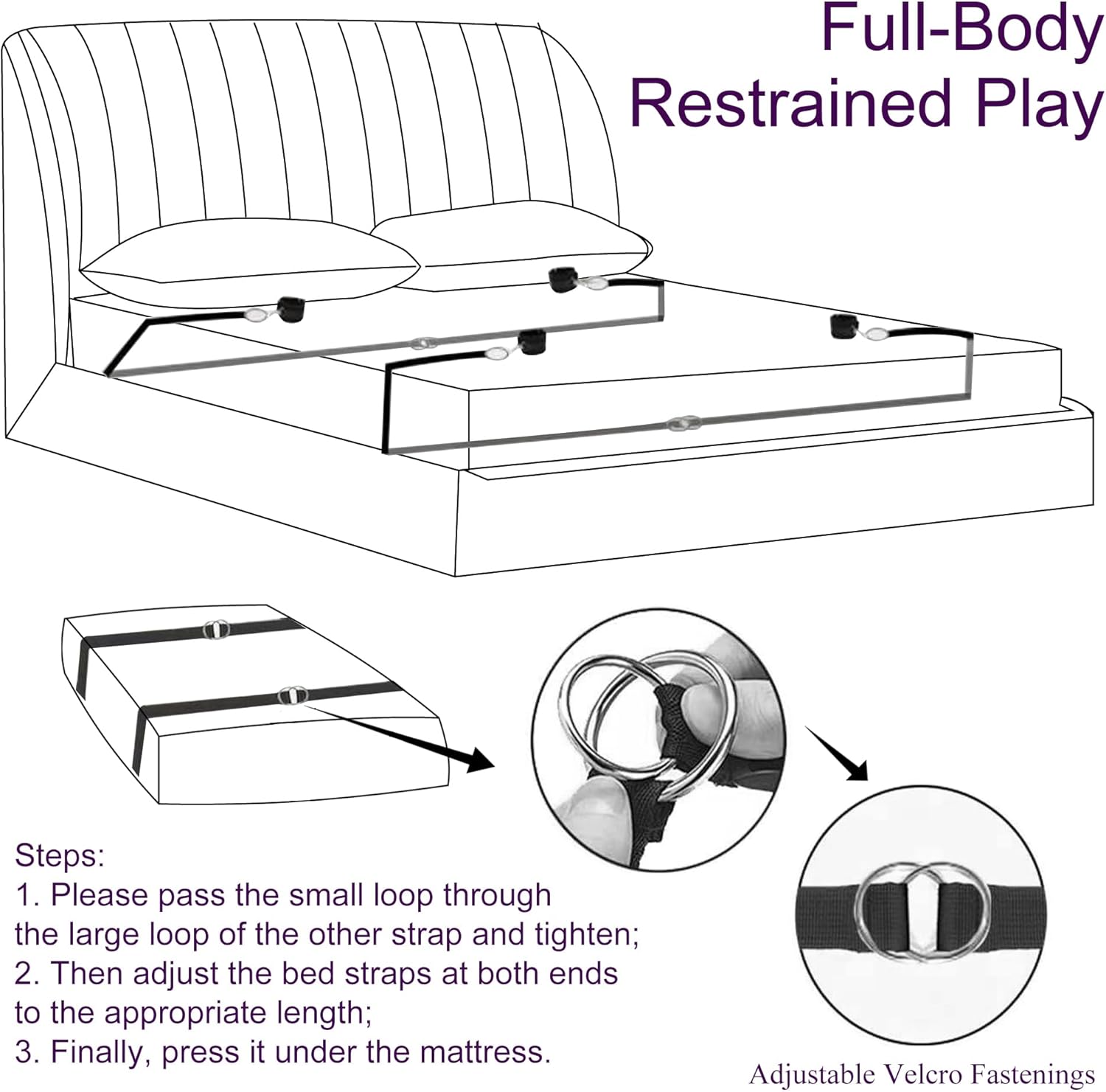 BDSM Toys for Sex Bondage,BDSM Kit Couple Sex Toys，Sex Bed Straps Restraints Set with Handcuffs Ankle Cuff,Sex Set Kit Sex Things for Kinky Couples,Sex Toy Kit Bondage Gear&Accessories for Women