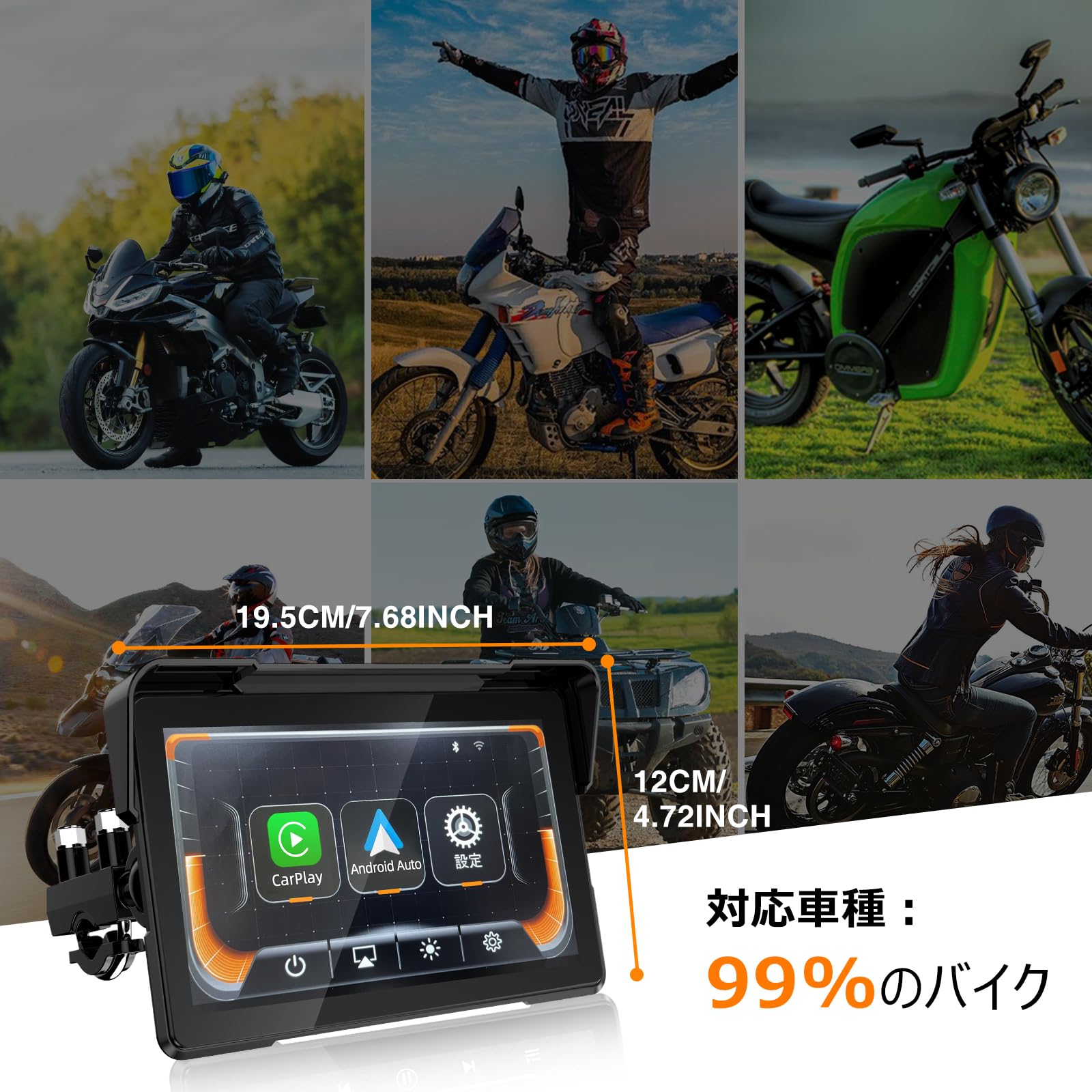 Amazon.co.jp: ATOVANKA 7インチバイク スマートモニター｜完全