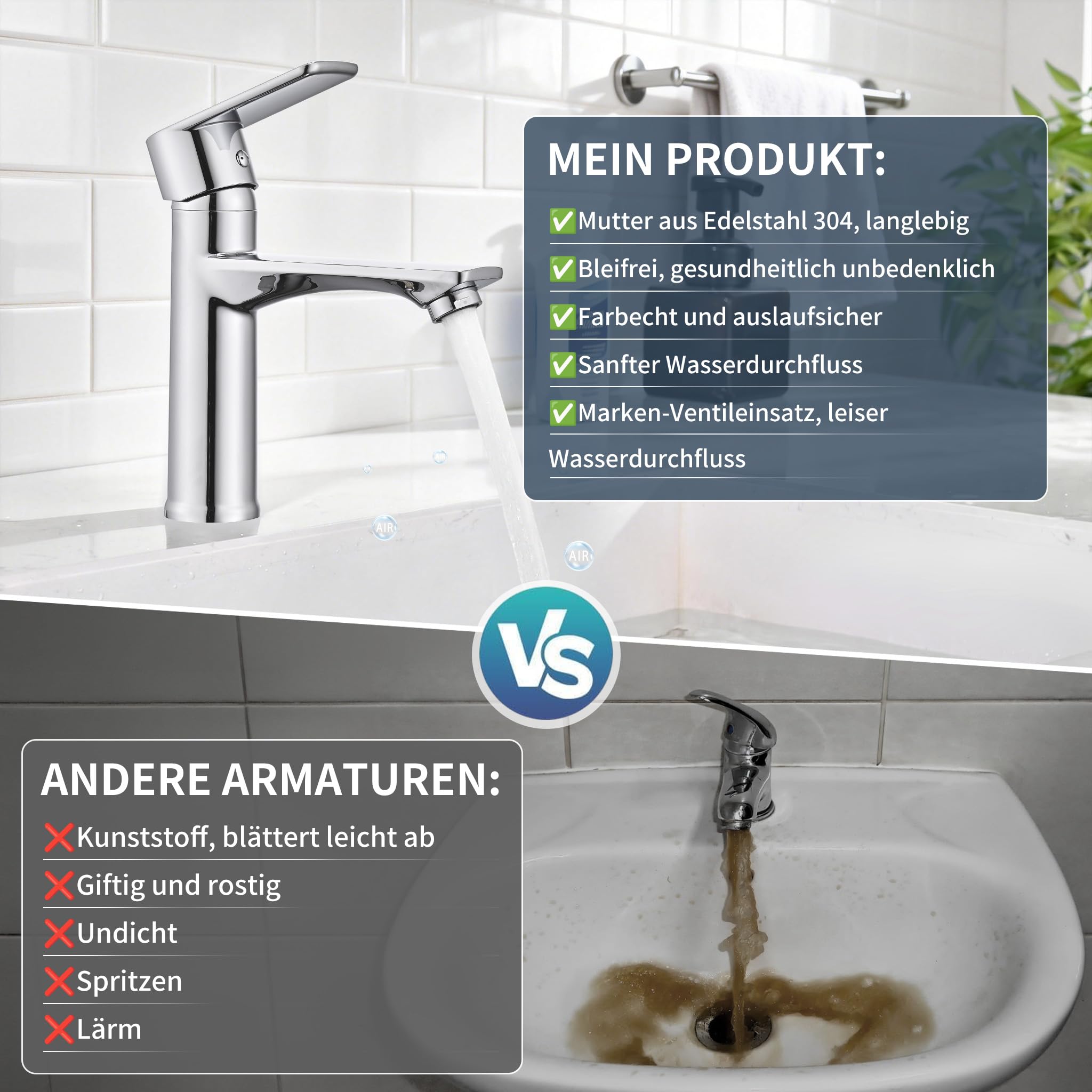 HOMELODY Mitigeur Lavabo Robinet Salle de Bain Mitigeur Vasque Robinet Lave Main Robinetterie Acier inoxydable