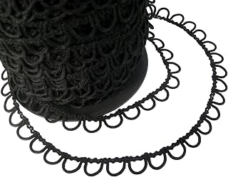Nakpunar 12" Black Non Elastic Bridal Button Loops for Wedding Dresses, Gowns & Corsets - Non Elastic Trim & Loop
