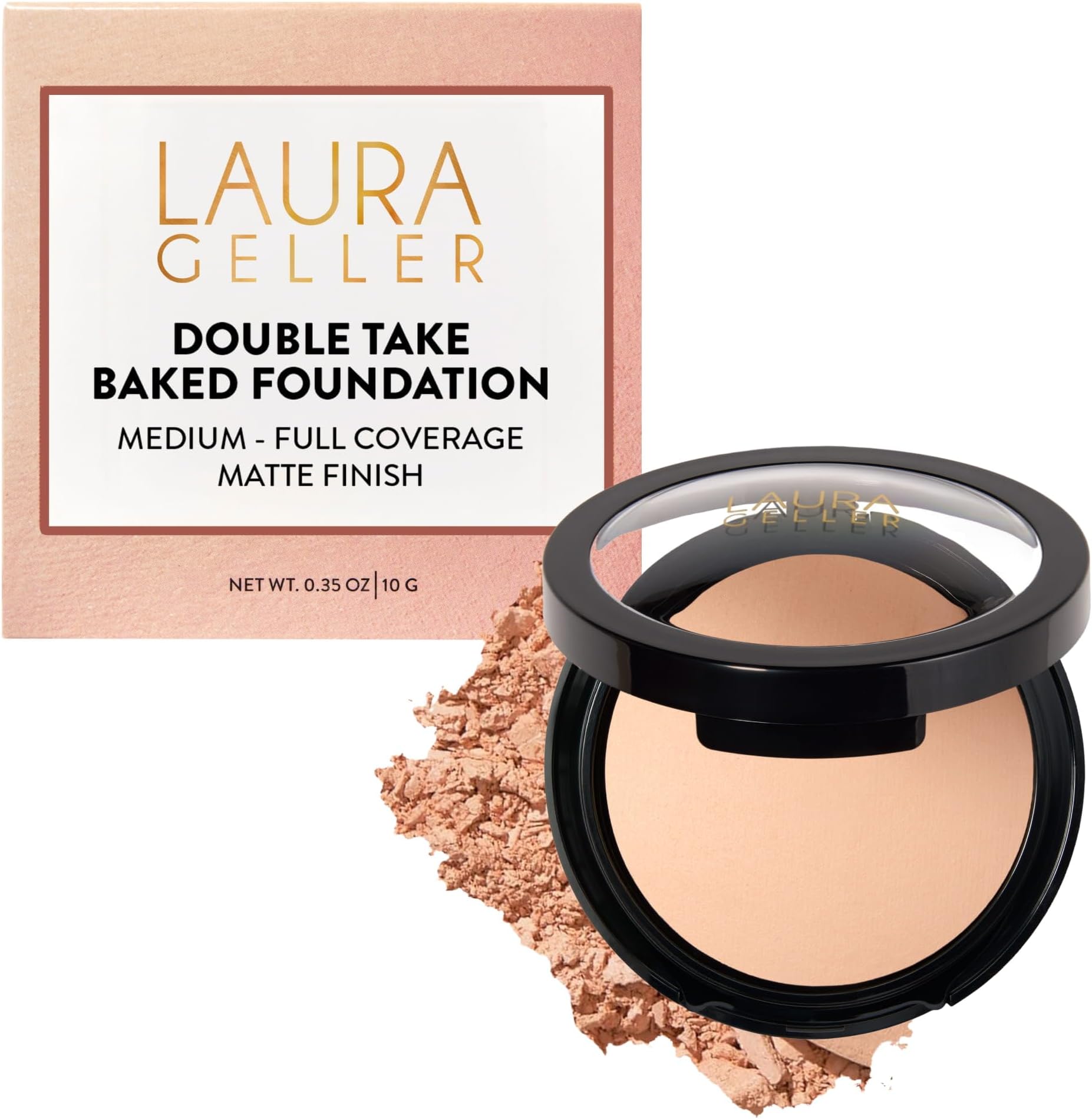 Baked Double Take Powder Foundation - Porcelain - Buildable Medium to Full Coverage - Matte Finish