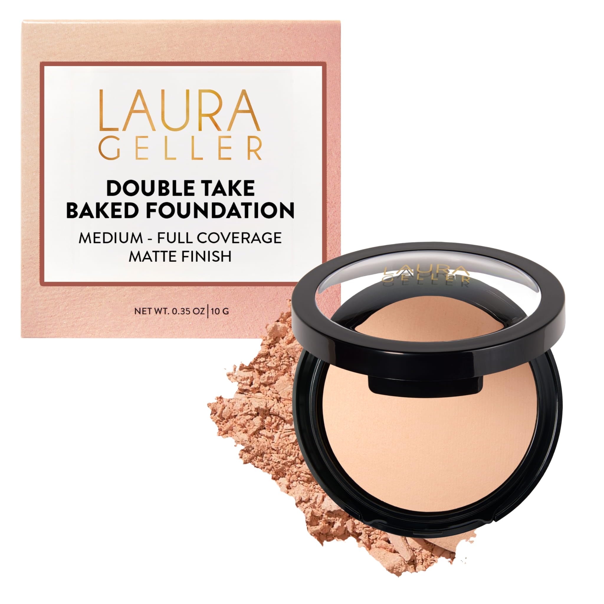 LAURA GELLER NEW YORK Baked Double Take Puder Makeup, Langanhaltende Make Up Puder Foundation, Volle Deckkraft, Atmungsaktives, Klassisches Matt-Finish, Anti-Aging-Inhaltsstoffe