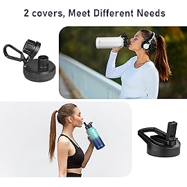 MEZMUT Insulated Water Bottle with Straw&2 Lids 40oz Stainless Steel Water Bottles Metal Water Bottle Double Walled Vacuum Insulated Bottles Cups Leak-Proof Travel Cup (Gradient Blue Black)