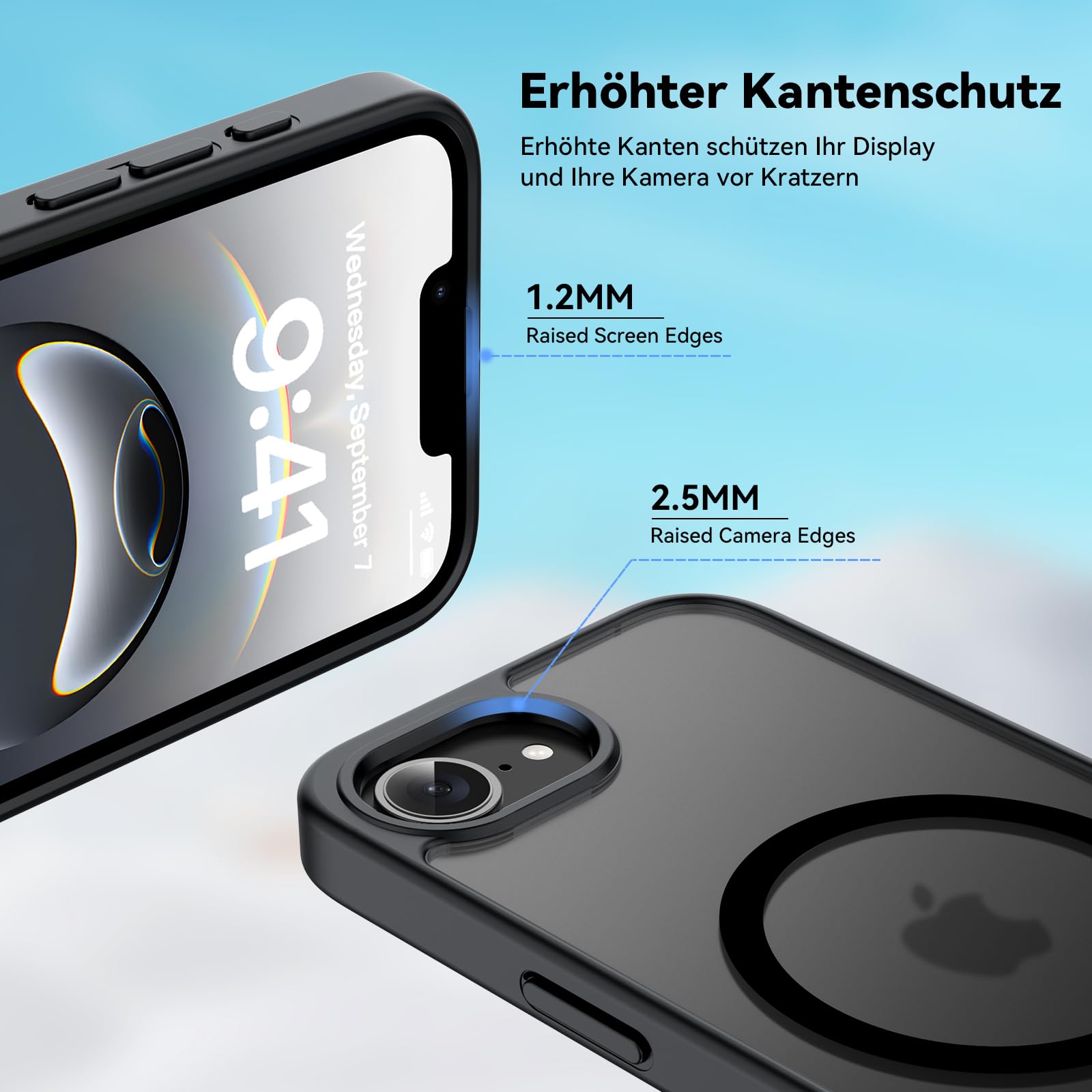 Natiiozie Magnetica Cover per iPhone 16E Compatibile con ricarica wireless Custodia Traslucida Opaca Posteriore, Antiurto Anti-impronta Resistente ai Graffi Protettiva Case Nero