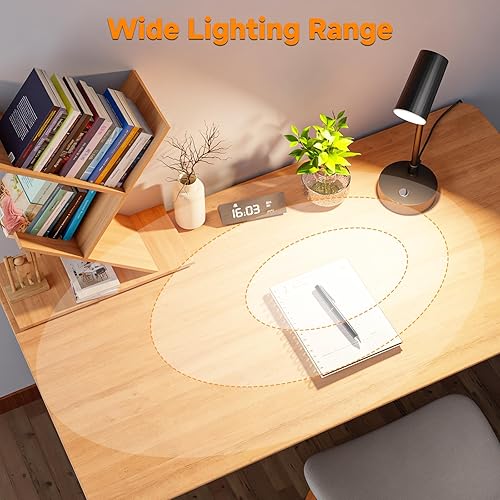 Miniatura 4 de ShineTech Lámpara de escritorio LED con cabezal ajustable, 3 modos de color y atenuación continua, lámpara de escritorio táctil para oficina en