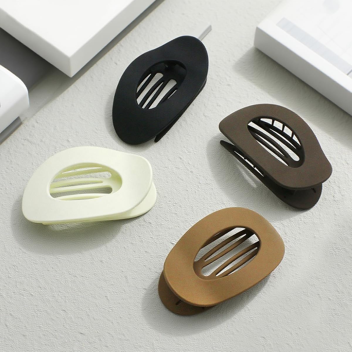 Flat Hair Clips for Women - 4 Pack Matte Lay Flat Claw Clips, Non-Slip Strong Hold Duckbill Clips for Thick/Thin Hair, Neutral Color Hair Accessories for Daily Styling - Image 4