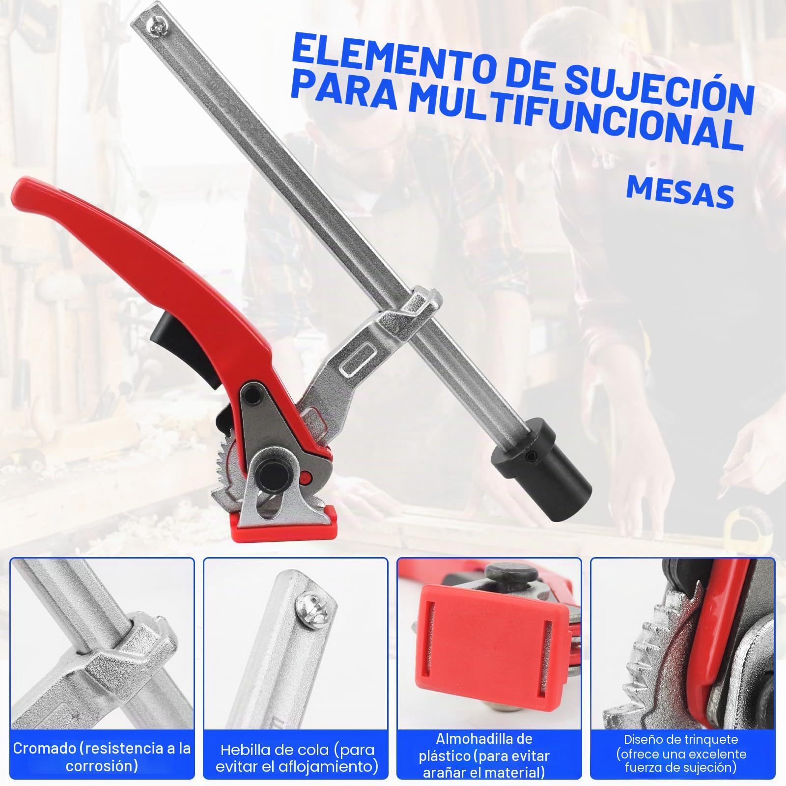 BIGP 2 Abrazaderas de mesa de acero con mango de palanca, abrazadera de palanca de una sola mano para mesas multifuncionales, elemento de sujeción de 20 mm, rango de sujeción 160 mm, compatible con