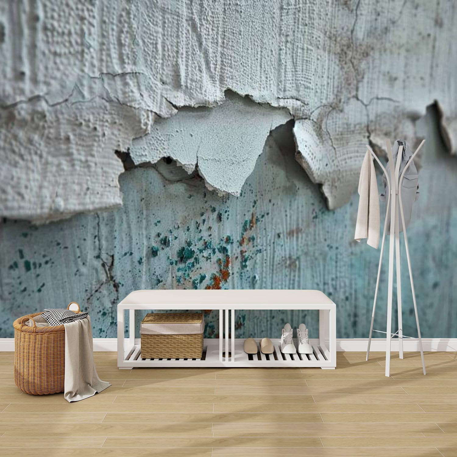 NIVFOEASC Peel and Stick Wallpaper Cracked flaking Paint Wall 