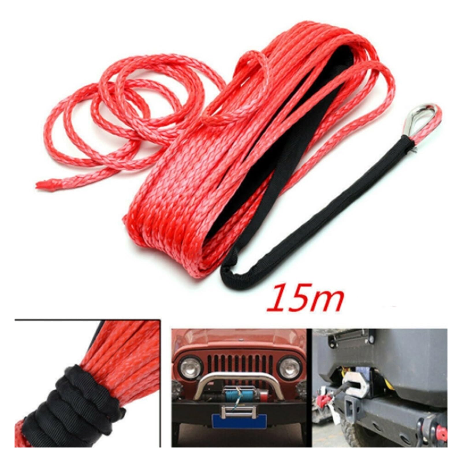 4,8 Mm * 15 M (2,5 Tony) Syntetyczny Kabel Do Odzyskiwania Liny Wciągarki ATV UTV Ciężarówka Wciągarka Łodzi Lina Holownicza Solidna I Niezawodna(Blue)