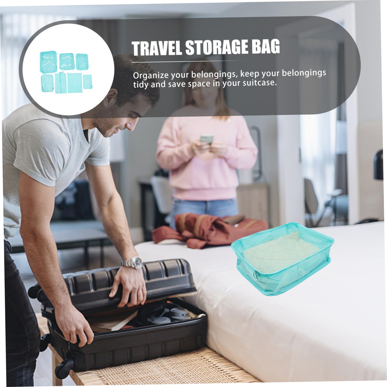 Reise Aufbewahrungsbeutel 1 Satz aus Polyester mit Kordelzug | Kleidung, Packorganizer für Outdoor Reisen, Wasserabweisend und Platzsparend