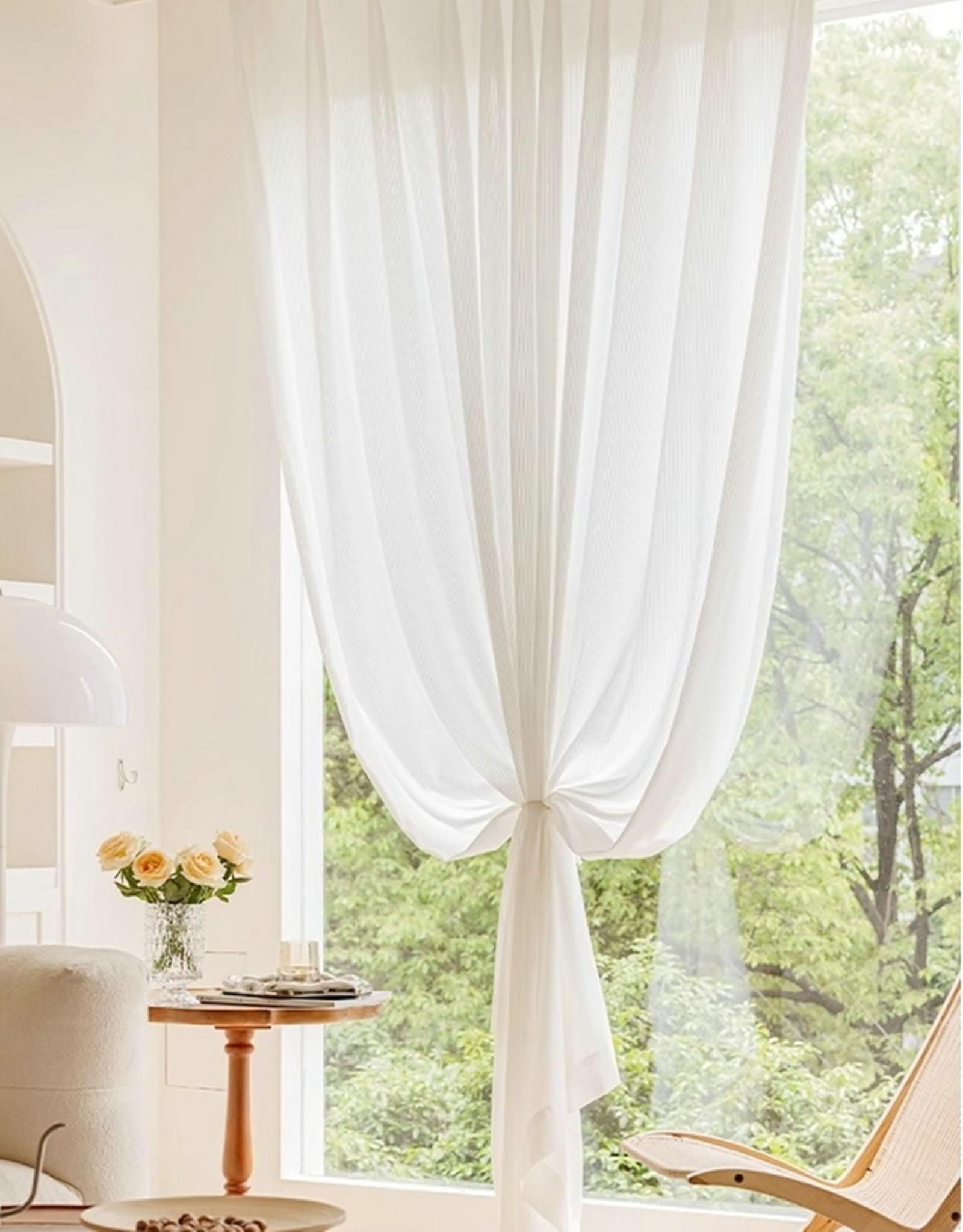 Homxi Curtain Semi Blackout Bedroom 2 Panel Set,2 x 38W x 63H inch,Curtains Drapes White Kitchen Solid Color Drapes with Eyelets for Living Room