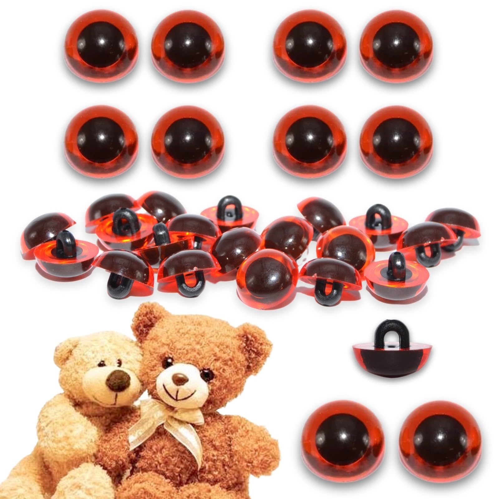 celloexpress 15mm Amber Sew On Eyes Half Round - 4 Pairs โ image 1