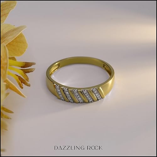 Miniatura 4 de Dazzlingrock Collection Juego de anillos de trío de diamantes blancos (0,40 qtw, color I-J, claridad I2-I3) en plata esterlina chapada en oro