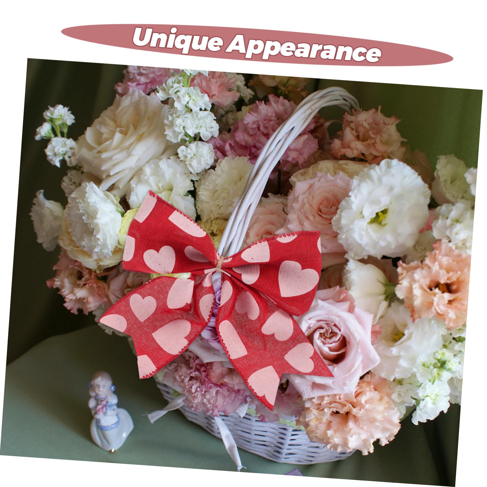 VALICLUD 2pièces Nœuds Décoratifs Romantiques à Motif Cœur pour Saint-Valentin Les Mariages et Emballage Cadeau Jolis Nœuds Imprimés Amour pour Décoration Festive