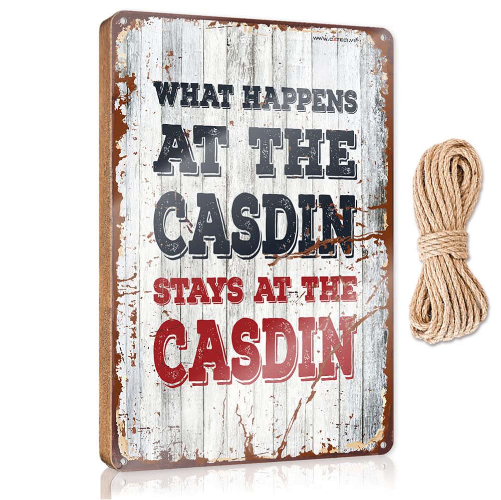 DTHA Friend Signs For Home Decor What Happens At The Casdin Stays At The Wooden Sign Fall Wall Decor Lake House Decor(15X28CM)