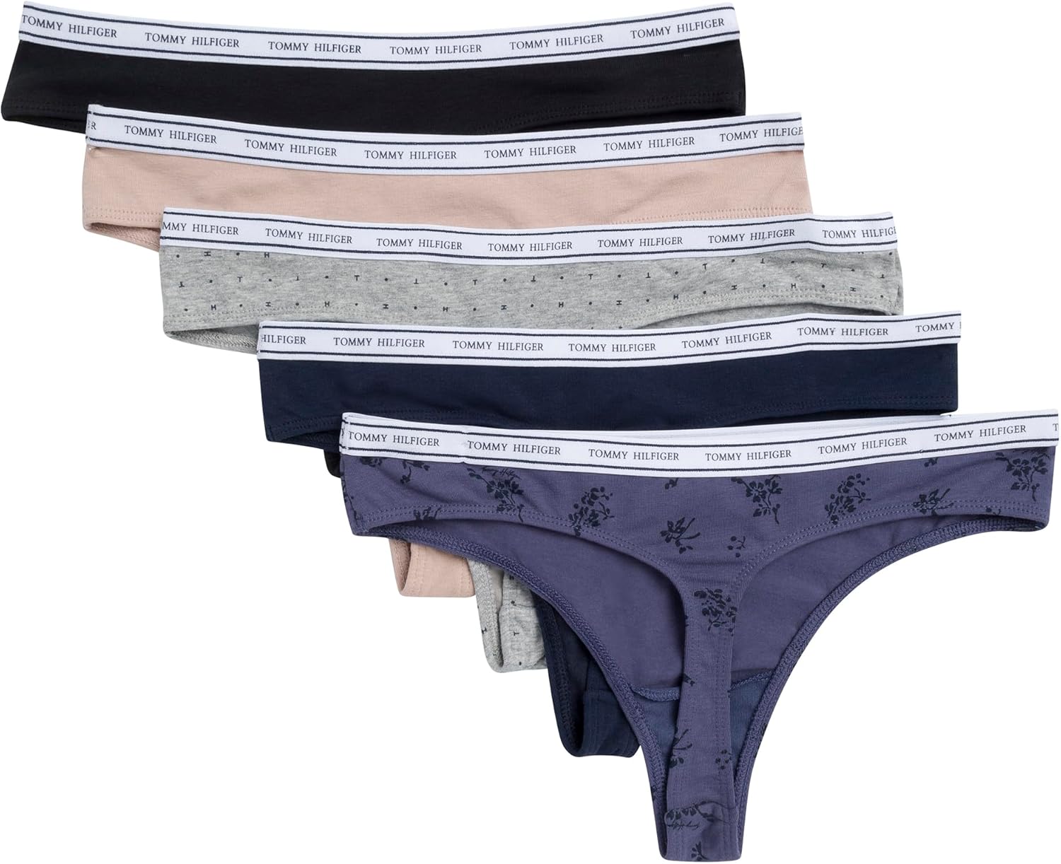 Tommy Hilfiger womens Classic Cotton Thong Underwear With Logo Waistband 5-pack - Image 7