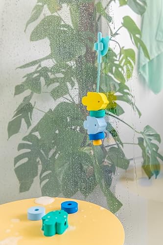 Miniatura 3 de QUUT Beedi - Juguetes de baño de espuma – Juguetes de pared de baño de cuentas con cordones para niños pequeños – Animales de baño colgantes y