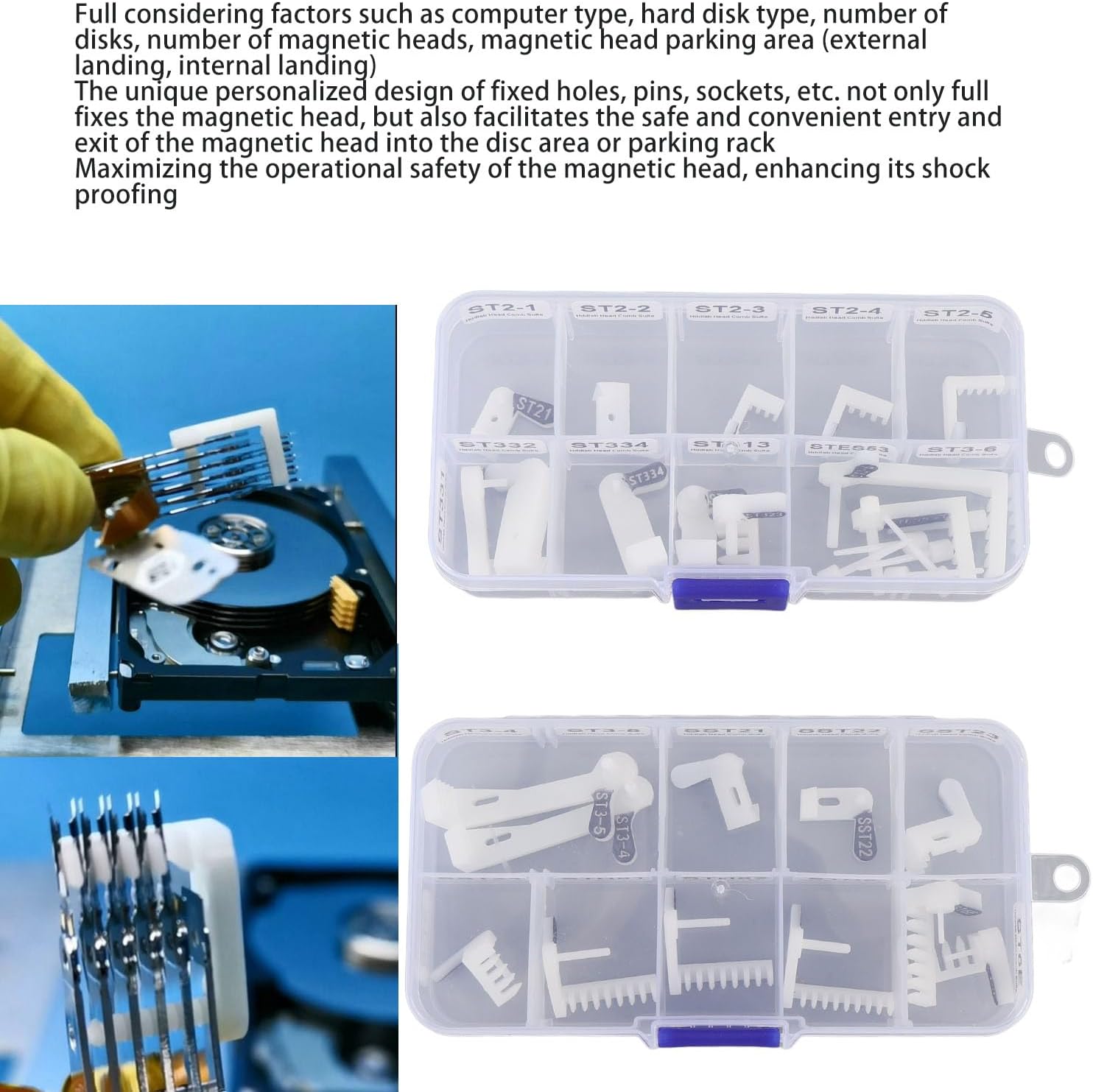 Fafeicy 29 Pcs Hard Drive Magnetic Head Replacement Tool Set HDD Head Changing Comb Data Recovery Kit for Hard Disk Repair