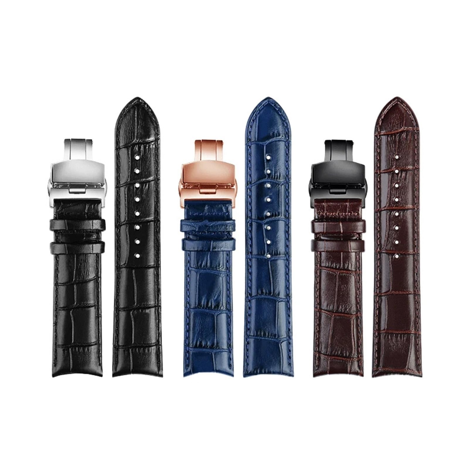 Genérico NASUNJIA Correa De Reloj De Cuero Genuino Con Extremo Curvo De 20 Mm, 21 Mm Y 22 Mm For Hombre.