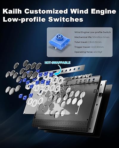 Miniatura 8 de Palo Arcade sin Palanca Haute42: Palo Arcade Magnético sin Palanca con Bordes RGB, Controlador Arcade Haute42 C16 Premium Negro para Juego