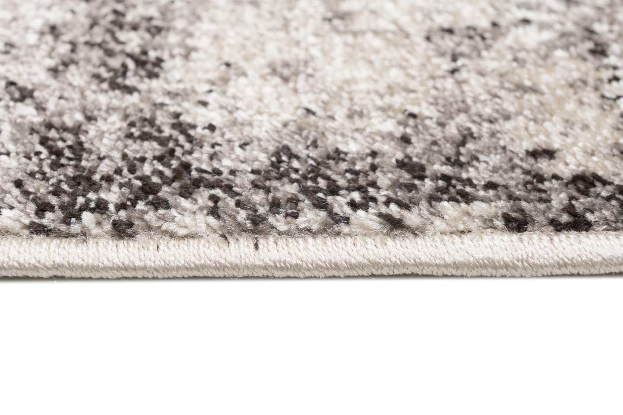 TAPISO Petra Tapis de Salon Chambre Salle à Manger Bureau Ado Design Moderne Crème Marron Moucheté Ethnique Motif Rayé Doux Dense Frise Poils Courts Confortable 80 x 150 cm