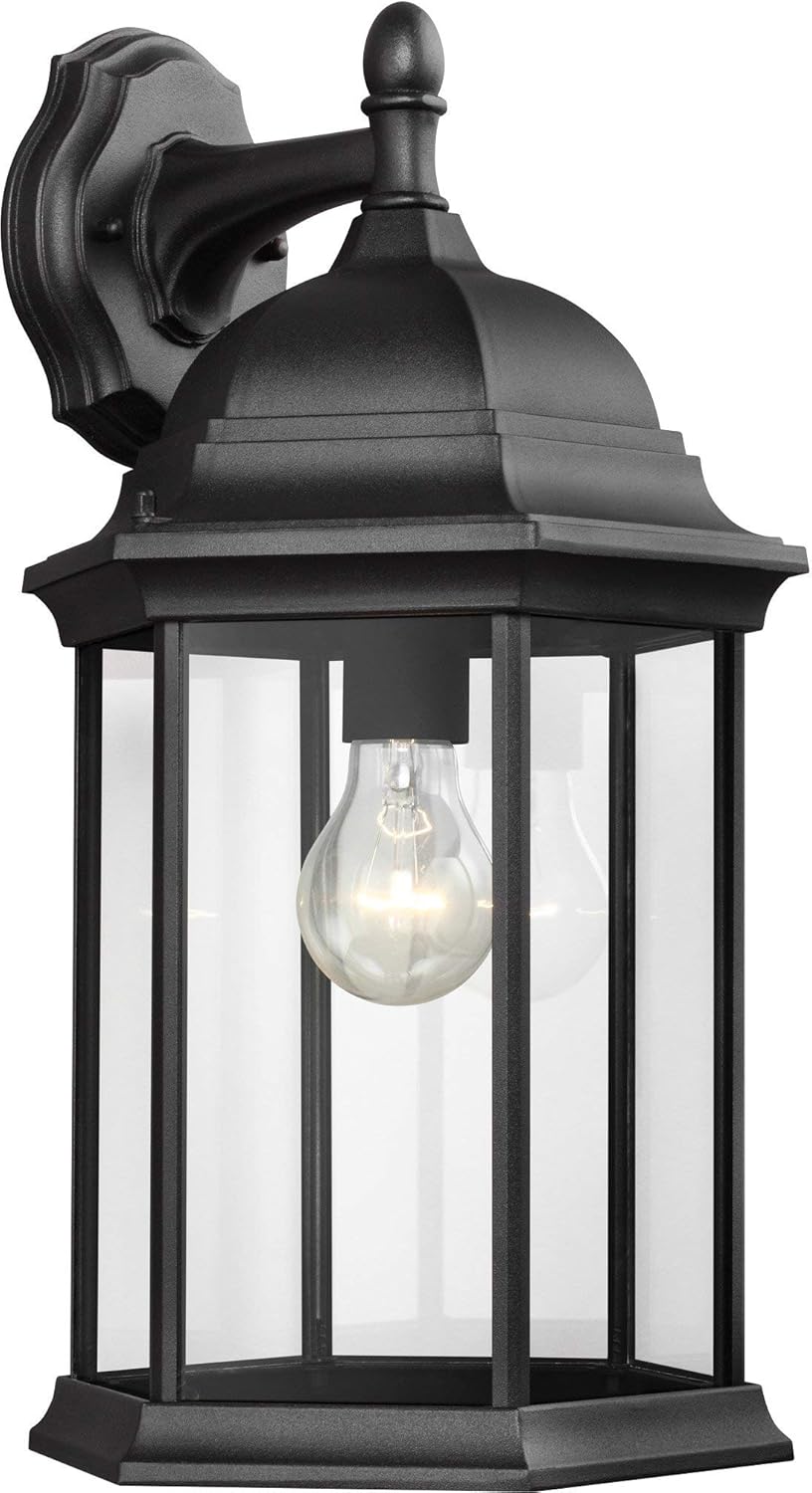 Best Promo Sea Gull Lighting Generation 8438701-12 Transitional One Light Outdoor Wall Lantern from Seagull-Sevier Collection in Black Finish, Large