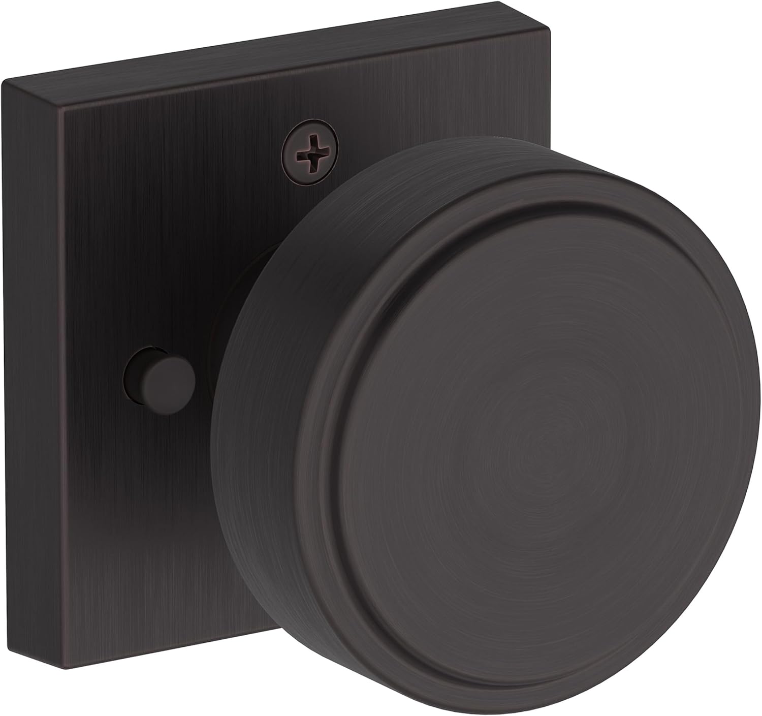 Baldwin PV.VAS.CSR Vashon Privacy Door Knob Set with Contemporary Square Rose from the Reserve Collection - Satin Black