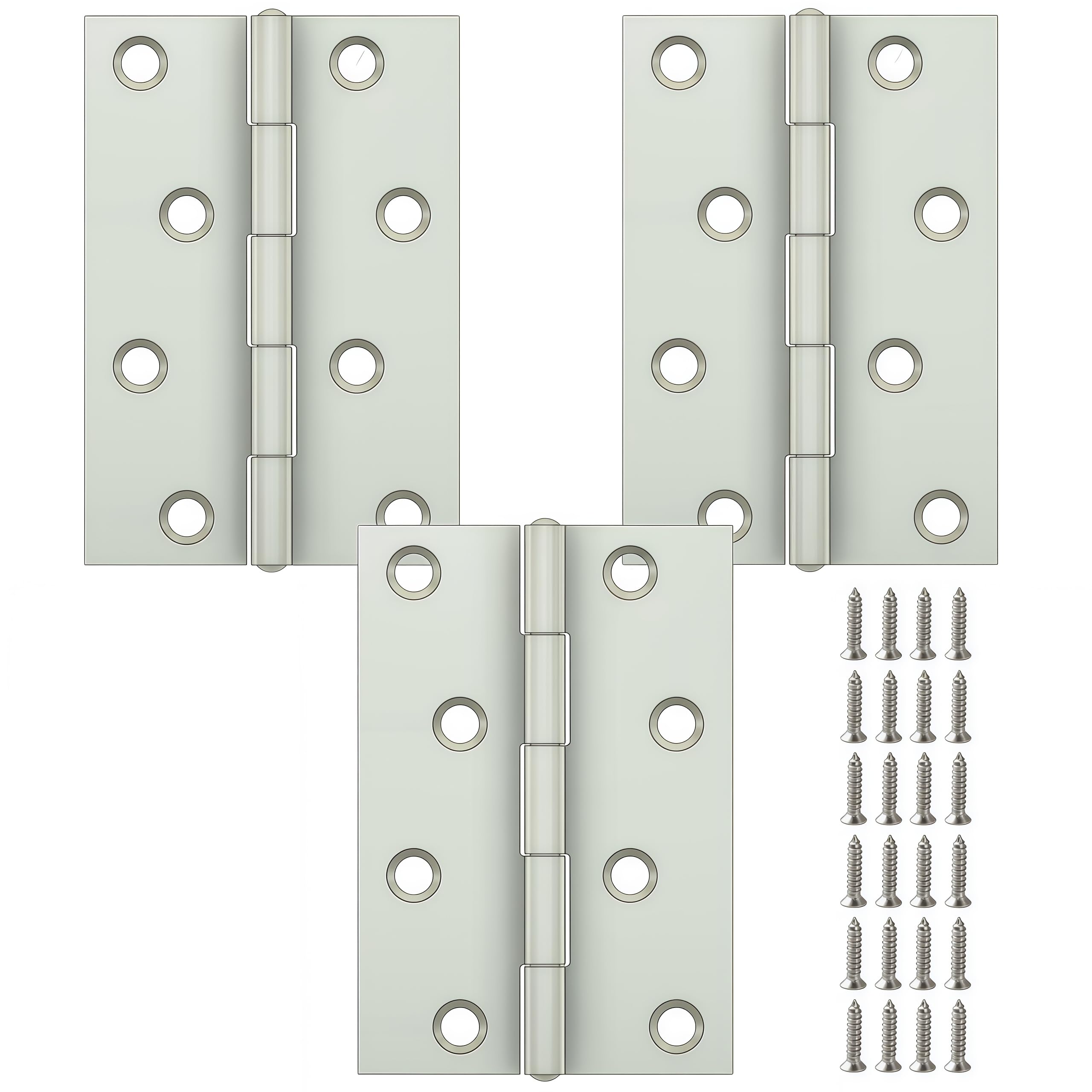 Vbnexyr Regular Hinge 3 Pack Stainless Steel Folding Hinges For Cabinets Casement Hinges And Door/Window Hardware With Screws 88 * 60 * 1.2Mm