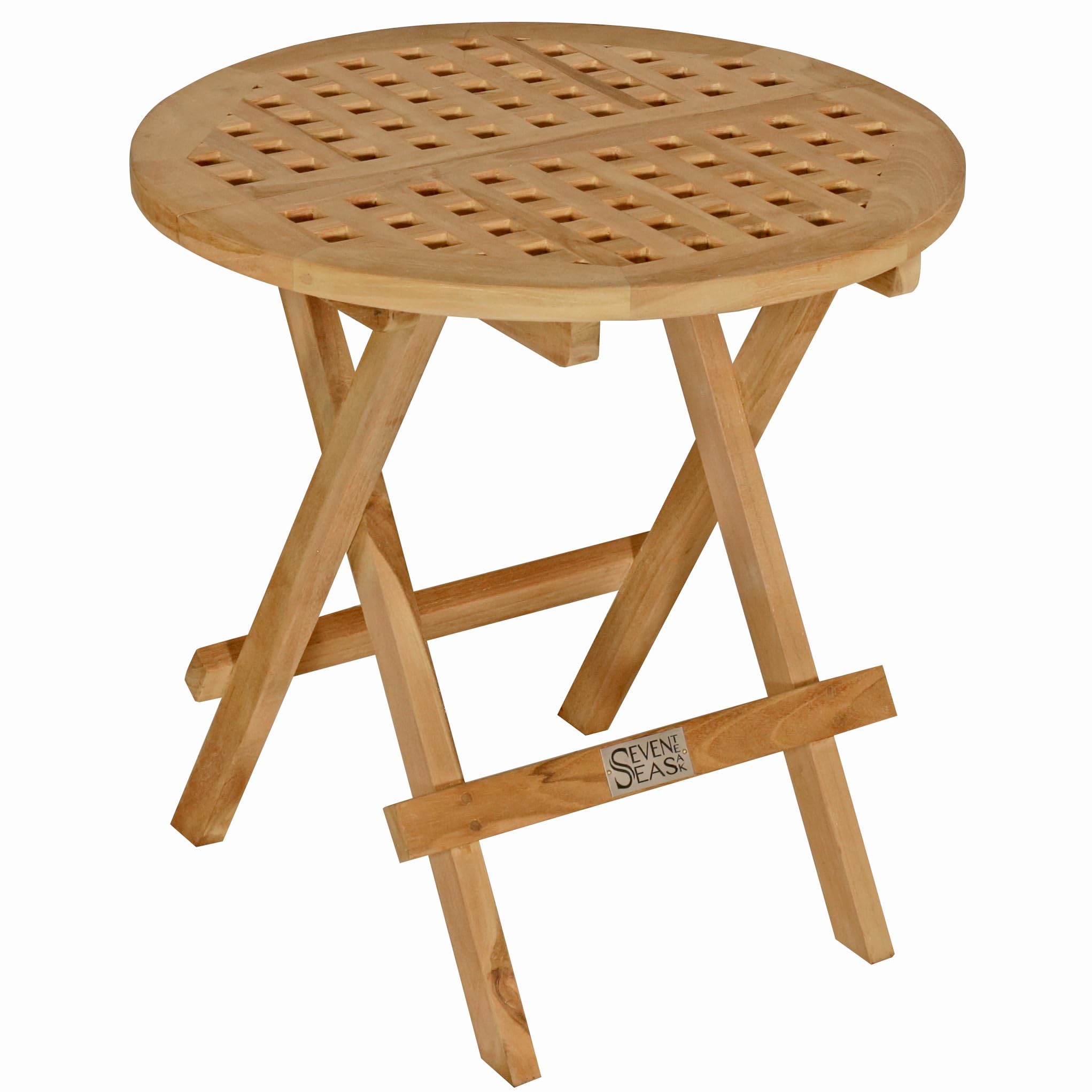 Teak Wood Delano Round Side Table for Home Gym, Yoga Studio or Exercise Room