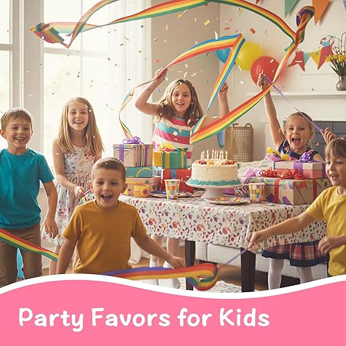 Miniatura 3 de YGEOMER 12 cintas de baile, varitas de gimnasia arcoíris para niños bailarines, bastones giratorios para baile artístico, espectáculos de talentos,