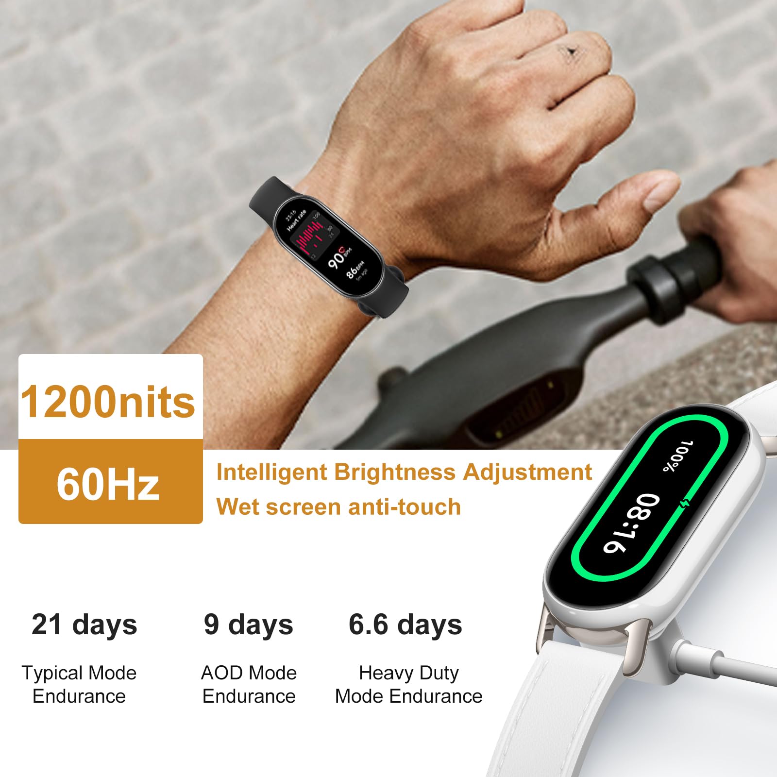Mi Band 9, Luiminosità 1200 nit, Schermo AMOLED 1.62'', Mi Smart Band 9 con Cornice Metallica, Monitoraggio Salute, 150+ Modalità Sportive, 200+ Quadranti, Autonomia 21 giorni, Resistenza acqua 5ATM