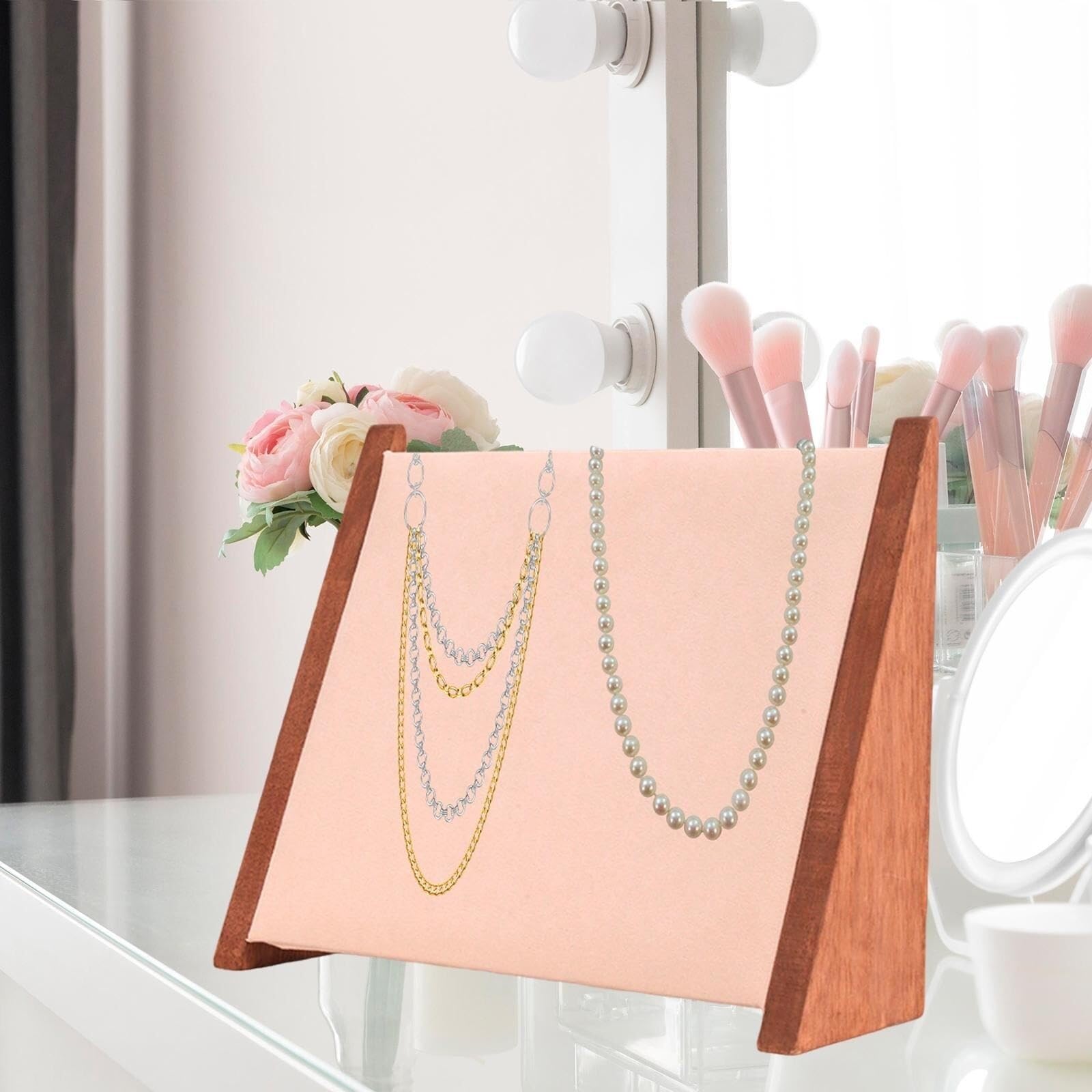 Organizador Joyas Soporte De Exhibición De Joyas, Soporte De Madera para Collares, Pulseras Y Collares Multiusos Expositor Joyas Soporte Joyas(Beige)